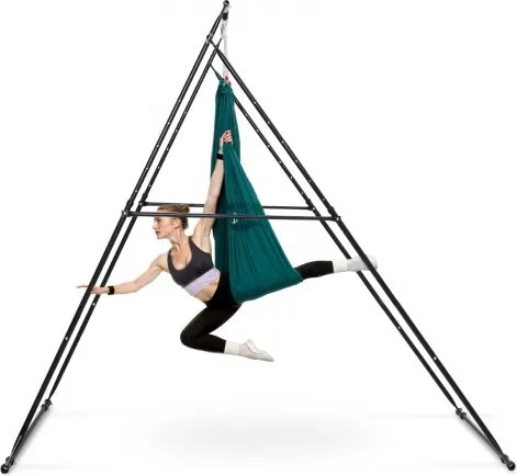 VEVOR Aerial Yoga Frame Swing Stand met 6 meter lange yogahangmat (groen) &amp; max. 200 kg draagvermogen &amp; driehoekige structuur &amp; EVA-schuim, 4 horizontale en 6 verticale verstelmogelijkheden