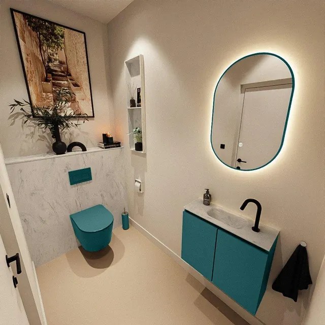 MONDIAZ TURE-DLUX Toiletmeubel - 60cm - Smag - EDEN - wastafel Opalo - positie midden - 1 kraangat TUREDX60SMAM1OPA