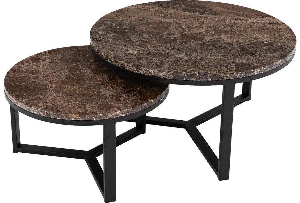 Goossens Excellent Salontafel Enza rond, marmer bruin, elegant chic, 80 x 42 x 80 cm