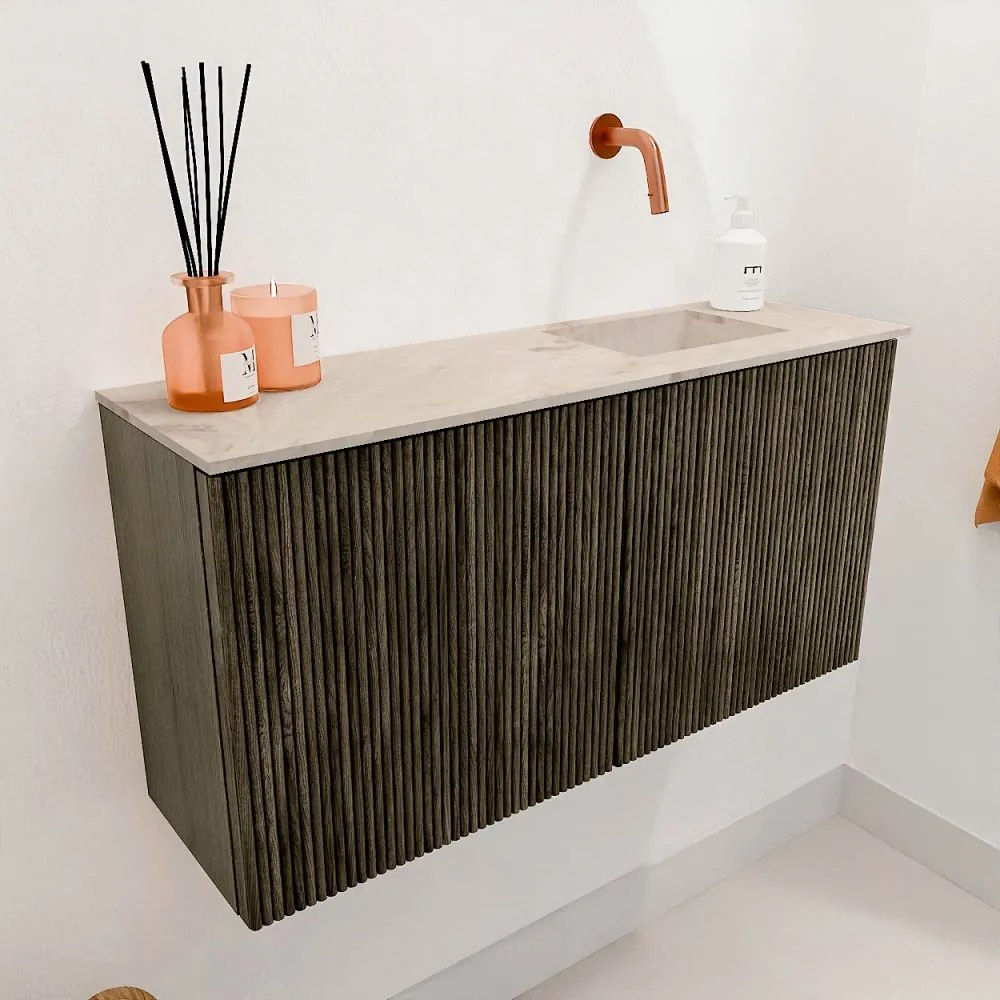 Mondiaz Joya DLux 80cm toiletmeubel shadow met wastafel faye rechts zonder kraangat frappe