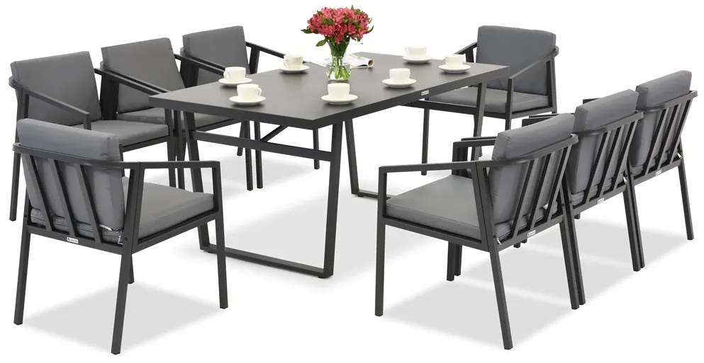 Eetset Cento voor 8 personen Garden Point antraciet