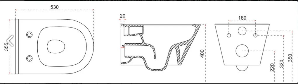 Mueller Monta randloze douche wc inclusief bidet 53cm wit