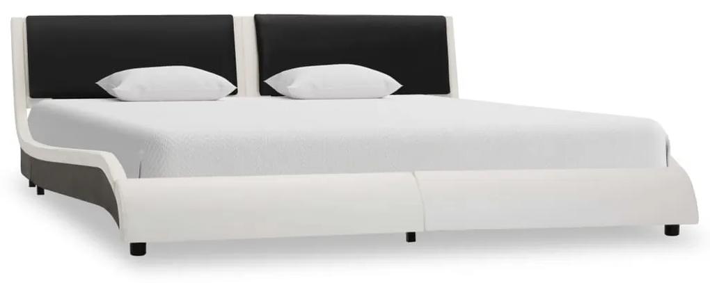 vidaXL Bedframe met LED kunstleer wit en zwart 180x200 cm