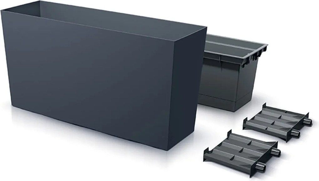 Prosperplast URBI CASE MIDDLE Bloempot - 77x23,5x40,6 cm - Antraciet - Inclusief inzetbak