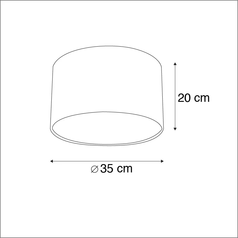 Stoffen Velours lampenkap vlinder dessin 35/35/20 gouden binnenkant cilinder / rond