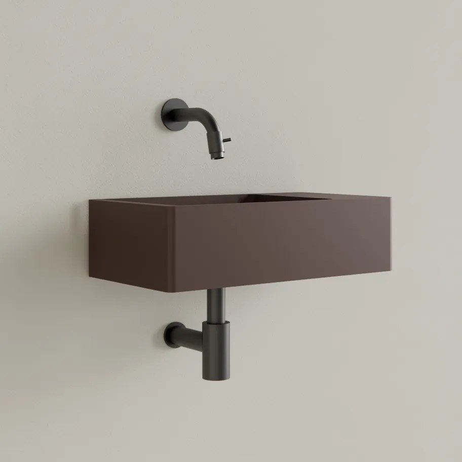 Sanigoods Luko fontein 40x22cm rechts zonder kraangat choco bruin