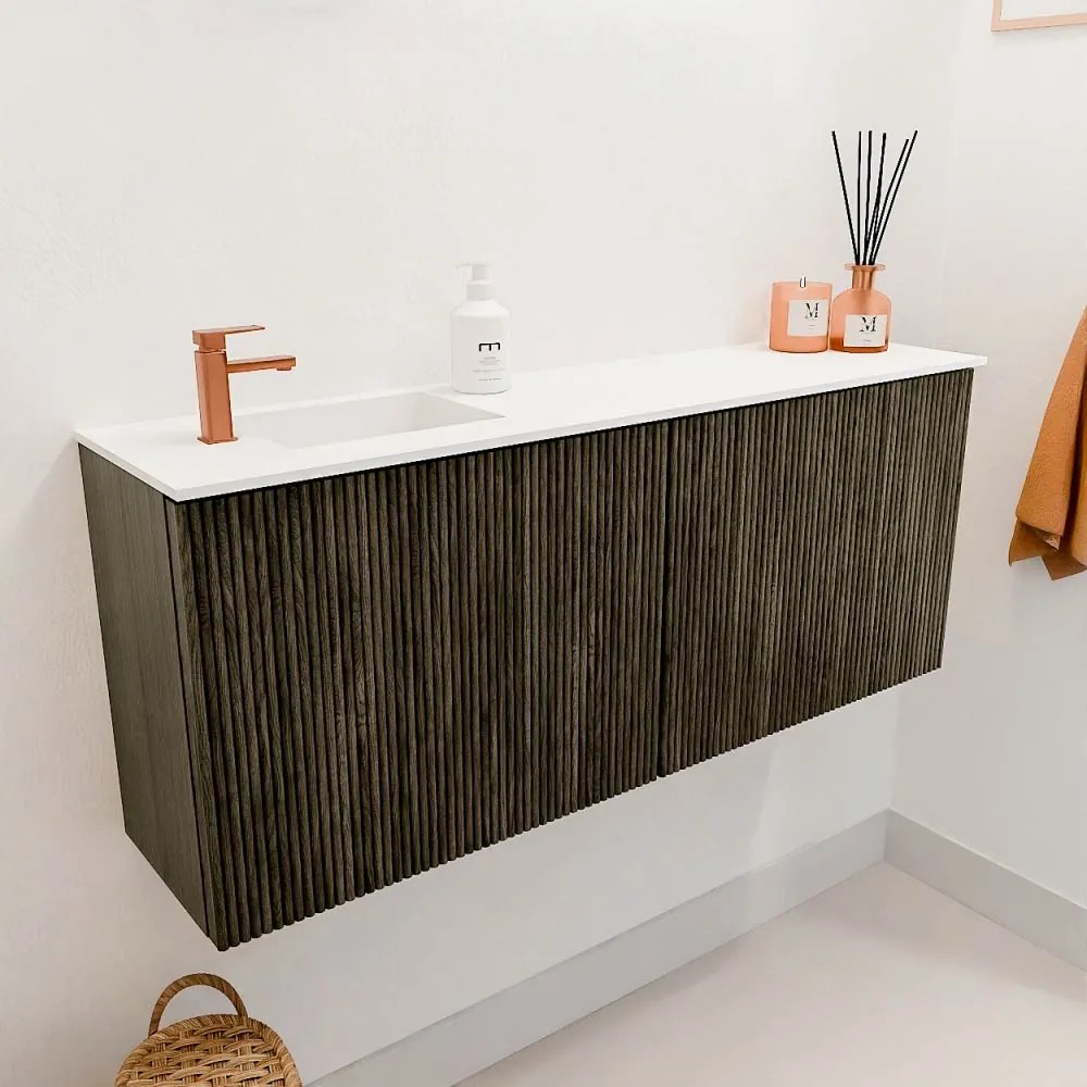 Mondiaz Joya 100cm toiletmeubel shadow met wastafel faye links 1 kraangat talc