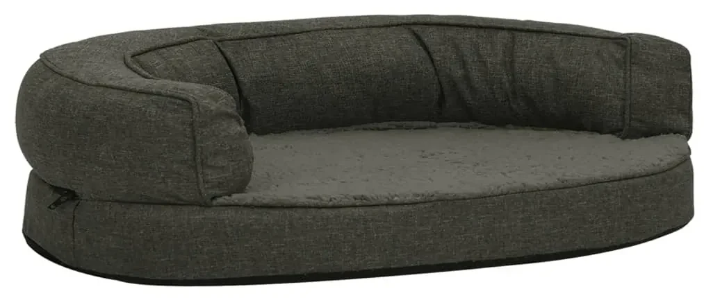 vidaXL Hondenbed ergonomisch linnen-look 90x64 cm fleece donkergrijs