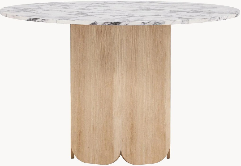 Ronde eettafel Tekla met hout- en marmerlook, Ø 120 cm