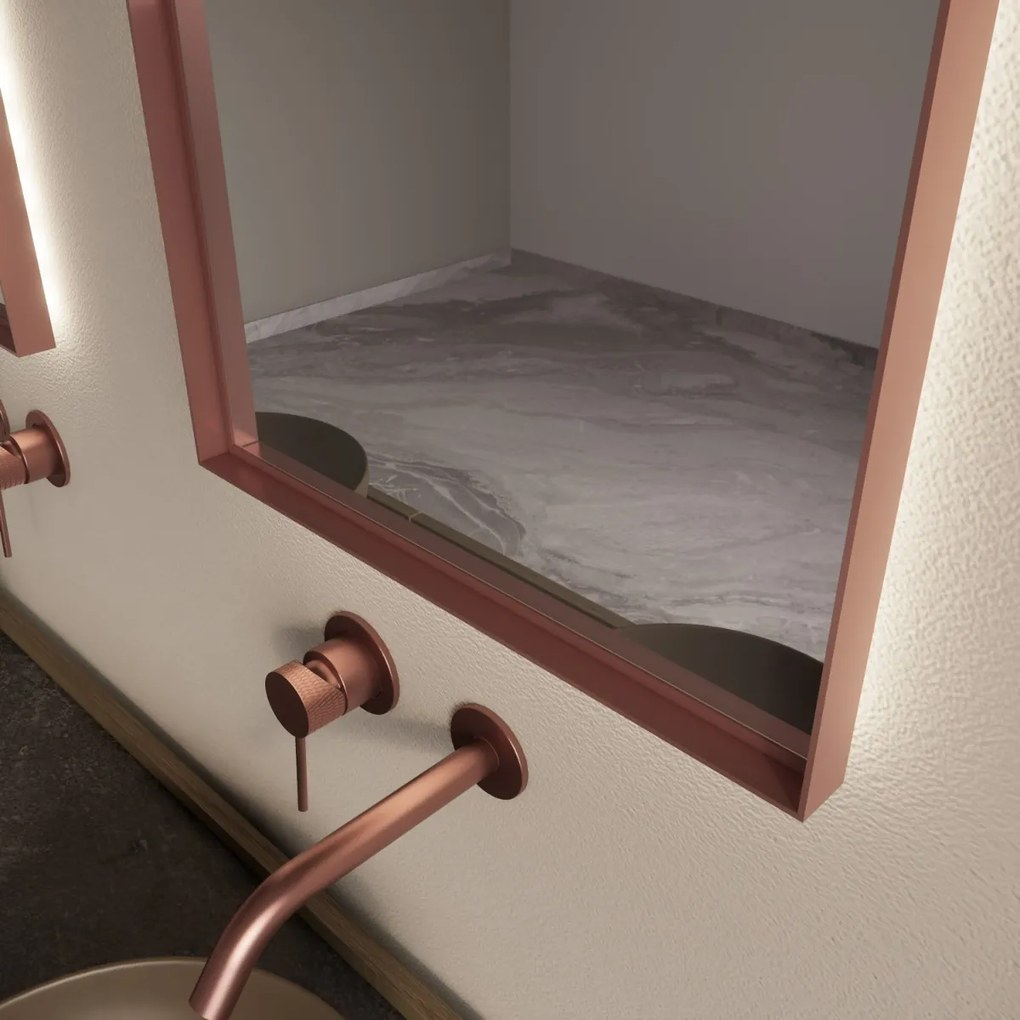 Gliss Design Delta spiegel met LED-verlichting 40x100cm rosé koper