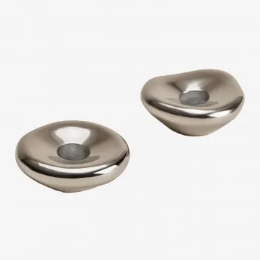 Set Van 2 Kandelaars Van Aluminium Nibs Grijs – Chroom - Sklum