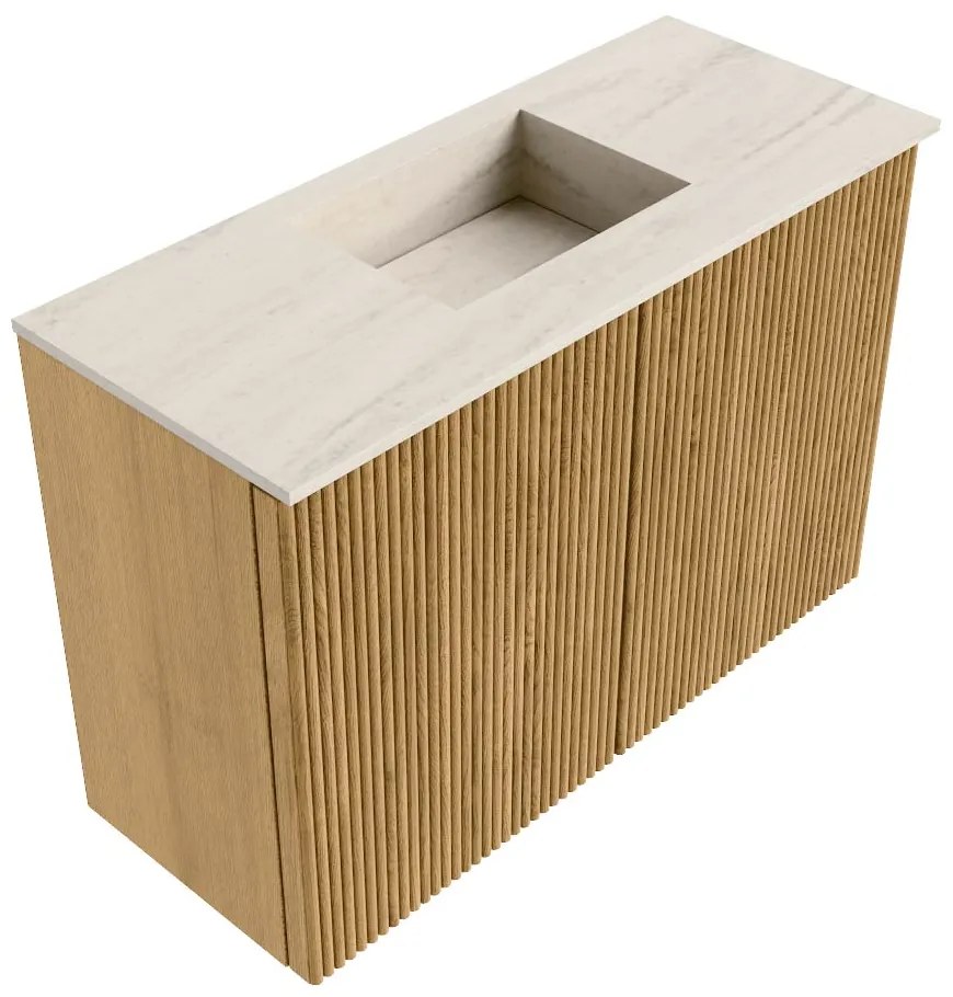 Mondiaz Joya DLux 60cm toiletmeubel oak met wastafel faye midden 1 kraangat meli