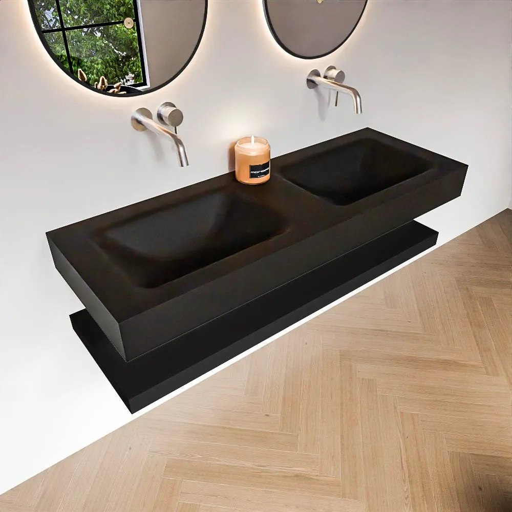 Zaro Alan badmeubel 130cm met planchet urban en vrijhangende wastafel cloud dubbel zonder kraangat urban