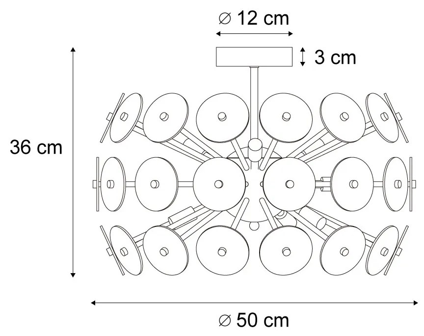 Art Deco plafondlamp zwart met amber en smoke - Atomic