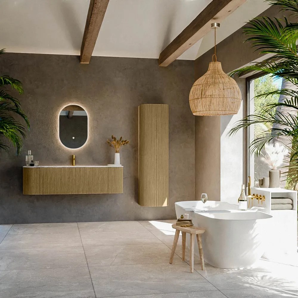 Mondiaz Kurve-dlux 150cm badmeubel ronding links/rechts dusk met 1 lade en 2 deuren en wastafel big medium midden 1 kraangat glace