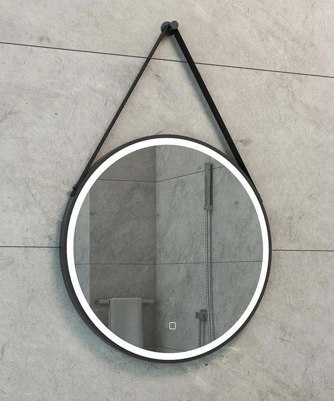 Mueller ronde spiegel met LED-verlichting en spiegelverwarming 60cm zwart mat