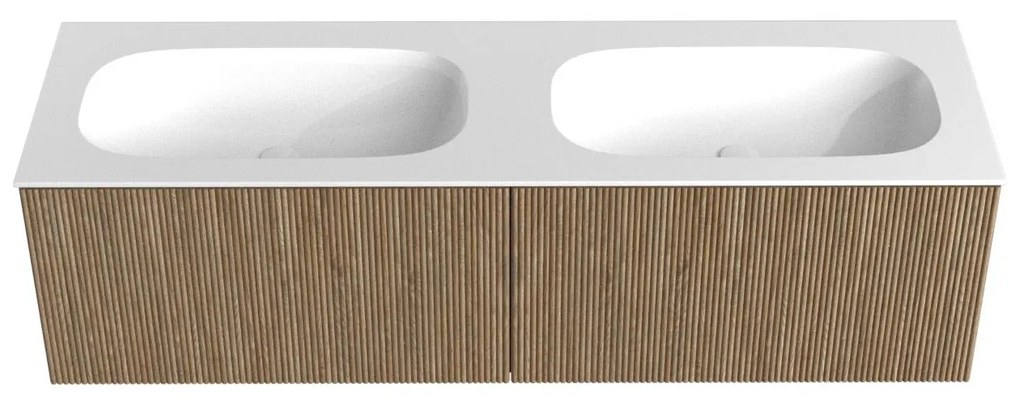 Mondiaz Kurve 150cm badmeubel dusk met 2 lades en wastafel big small dubbel zonder kraangat