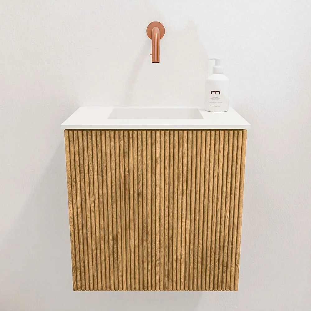 Mondiaz Joya 40cm toiletmeubel oak met wastafel faye midden zonder kraangat talc