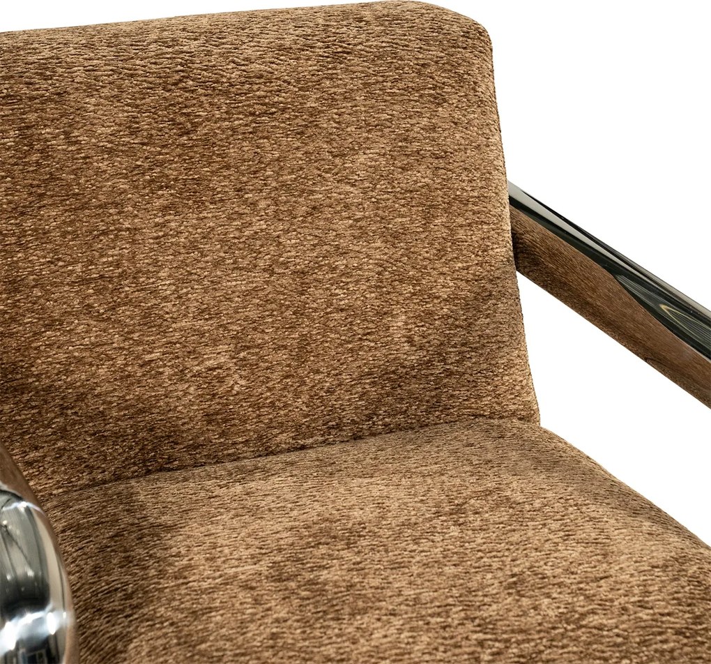 Fauteuil Chromen Armen Bruin