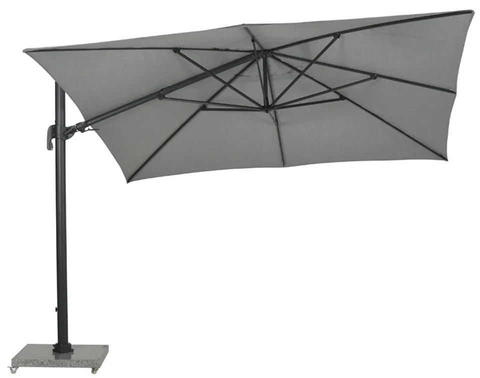 Garden Impressions Hawaii Big Pole zweefparasol 350x350 cm - donker grijs frame - licht grijs doek