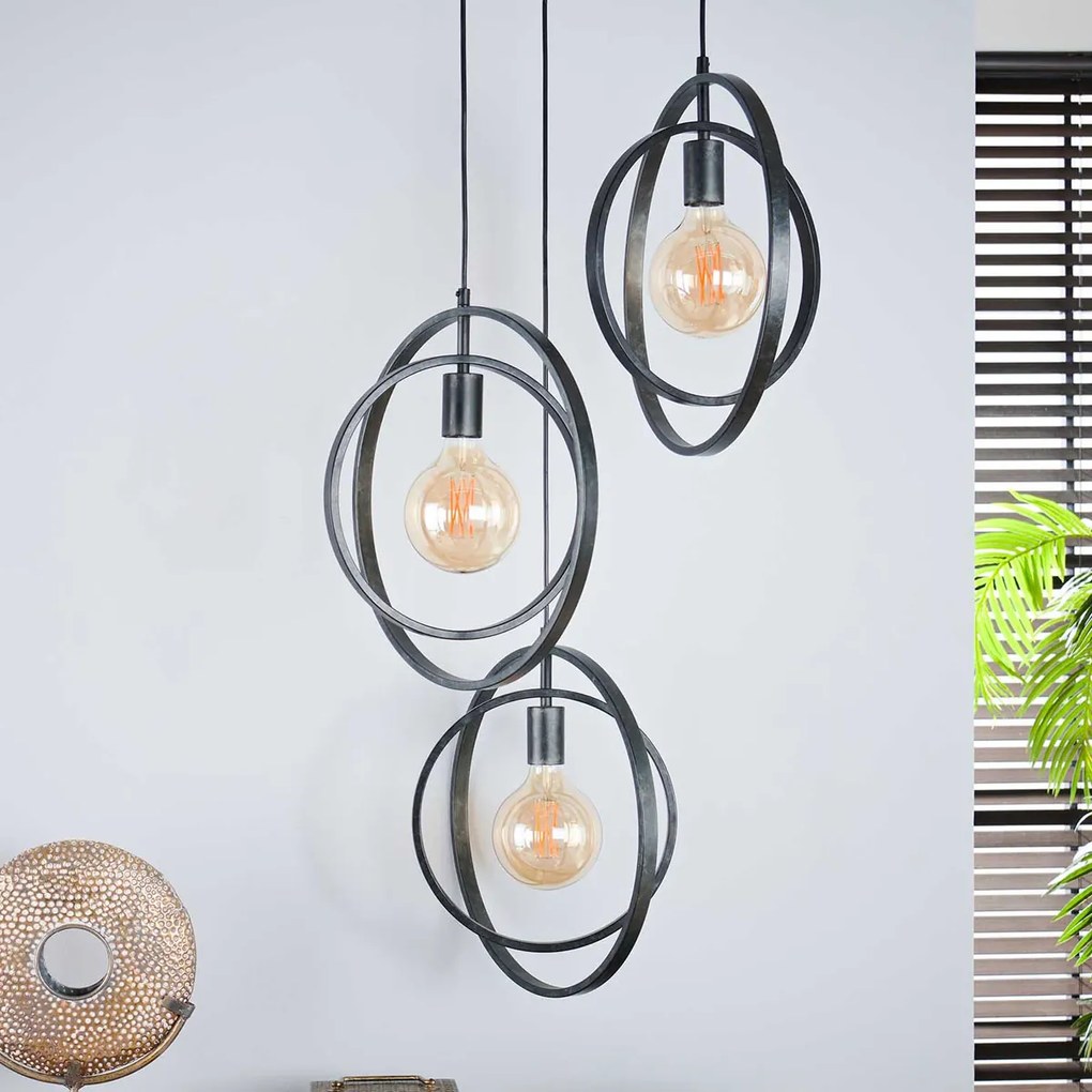 Hanglamp Metalen Ringen Zwart
