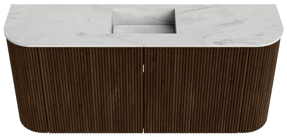 Mondiaz Joya DLux 95cm toiletmeubel ronding links/rechts walnut met wastafel faye midden 1 kraangat opalo