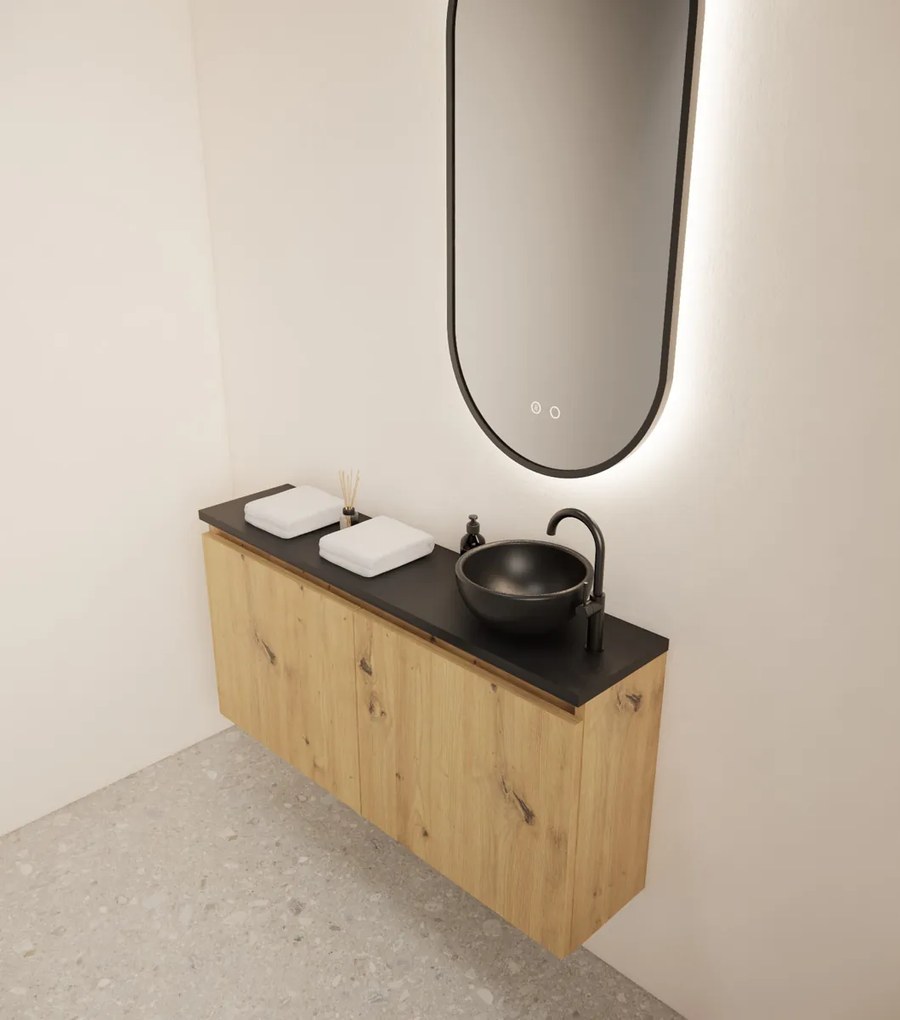 Gliss Design Echo toiletmeubel 100cm artisan eiken met toppaneel zwart mat