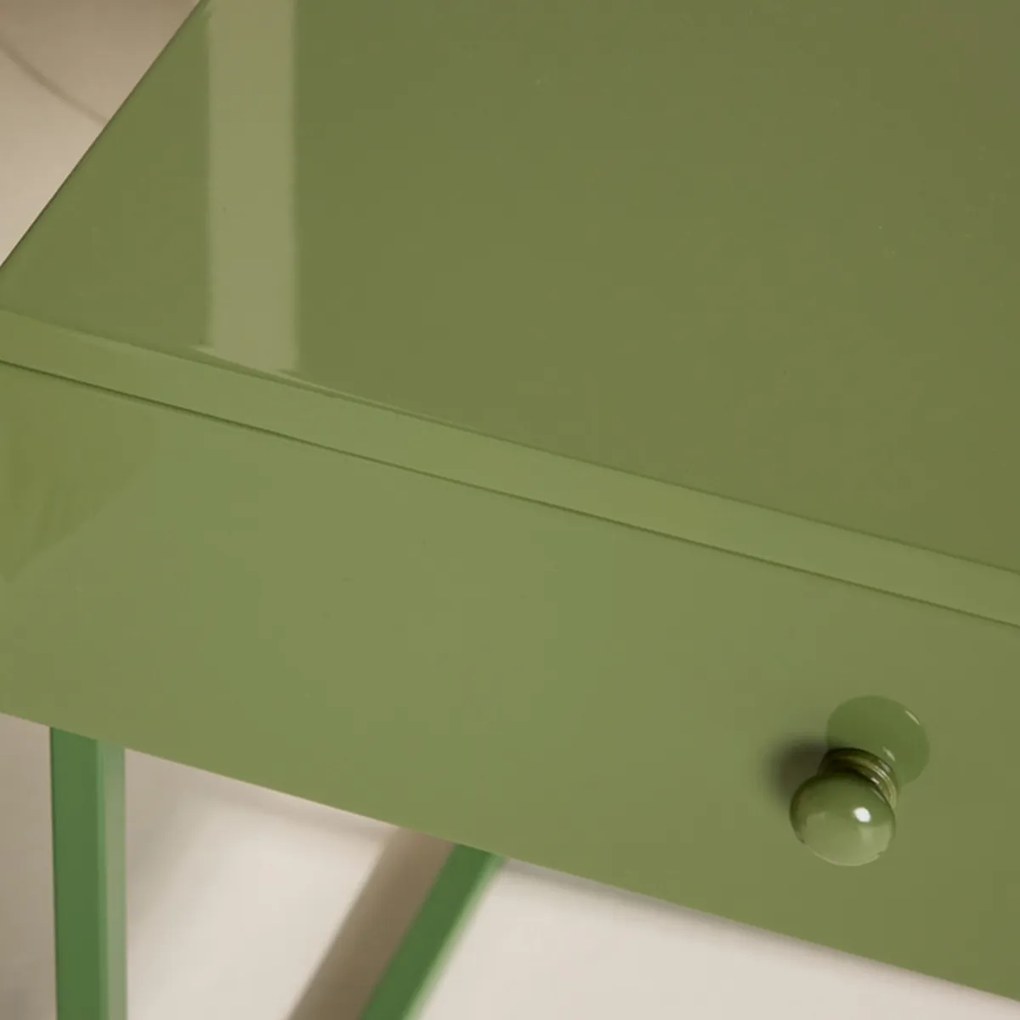 Metalen Nachtkastje Met Lade Groen - 41x41x50cm.