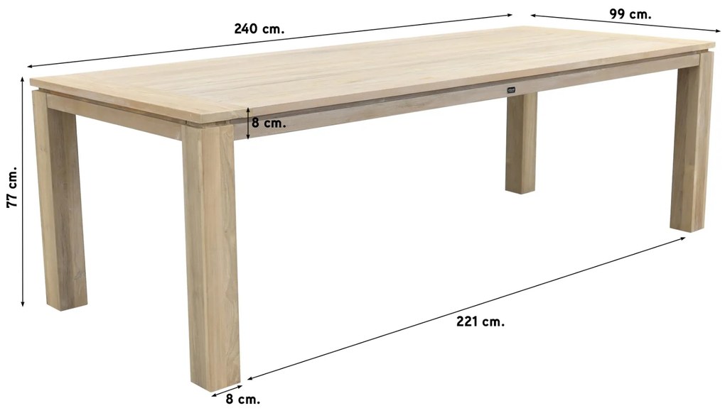 Jasmine Naturel/Rome 6-persoons dining tuinset 240x100 cm. - Grey teak