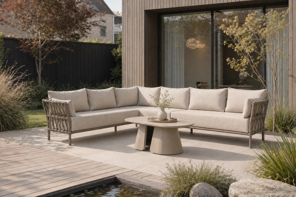 Hoek loungeset 5 personen Rope Taupe  Santika Furniture Santika