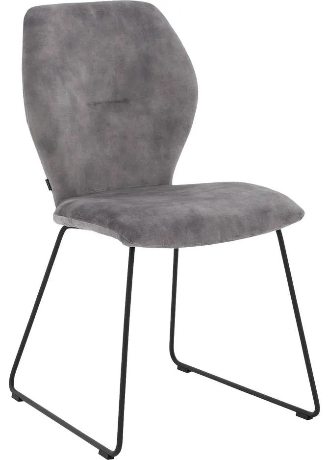 Goossens Eetkamerstoel Hera grijs velvet stof leuning, modern design