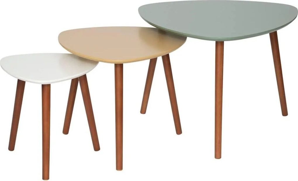 Atmosphera Miléo Bijzettafels - Set van 3 - Botanisch Design - Hout