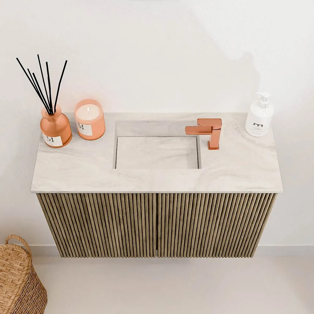 Mondiaz Joya DLux 60cm toiletmeubel dusk met wastafel faye midden 1 kraangat ostra