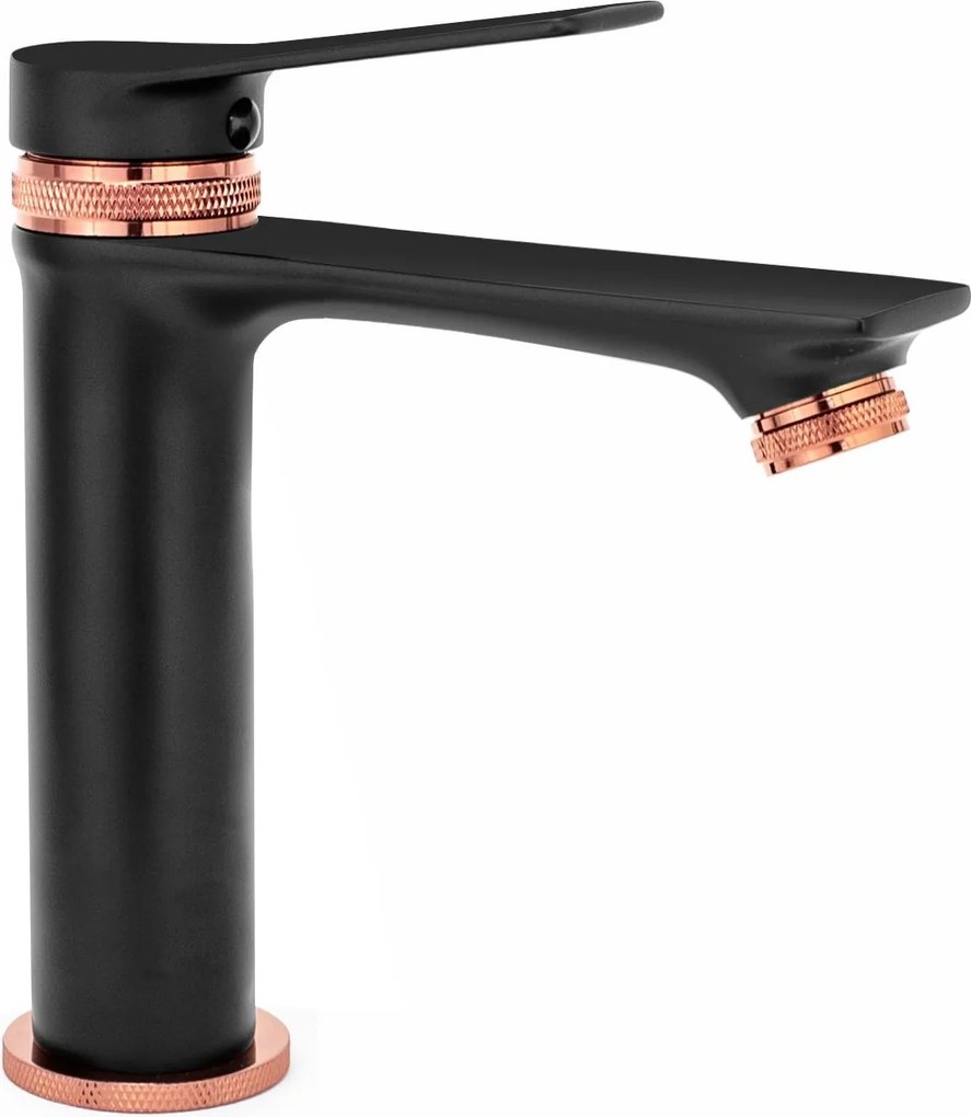 Wastafelkraan Rea Viral Black Rose Gold Low