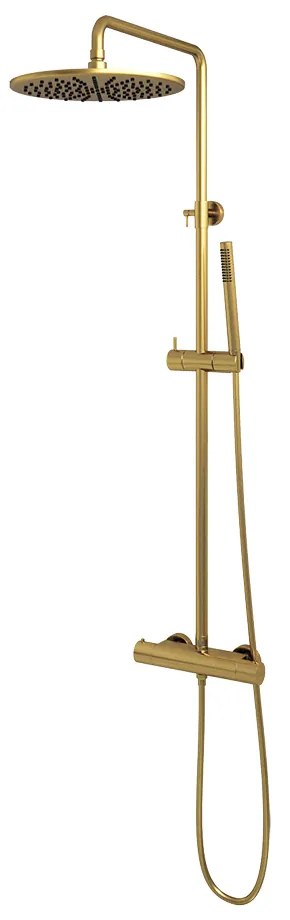 Brauer Gold Edition opbouw regendoucheset met staafhanddouche en hoofddouche 30cm geborsteld messing PVD