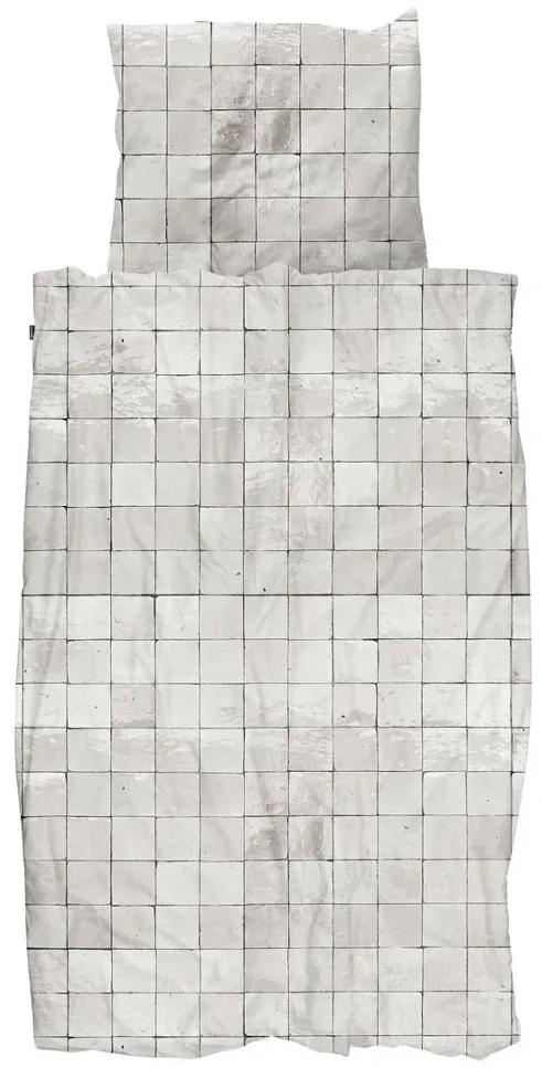 Snurk Tiles Pearl White biologisch katoenen dekbedovertrekset 160TC - inclusief kussenslopen