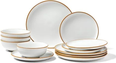 VEVOR Serviesset voor 4 personen (12-delig) Ronde borden en kommen, keramisch servies, vaatwasser- en magnetronbestendig keukengerei, voor dessert, salade, soep, pasta, wit