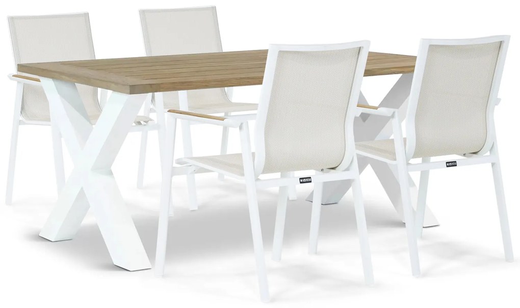 Tuinset 4 personen 180 cm Aluminium/textileen Wit Lifestyle Garden Furniture Fiora/Cardiff