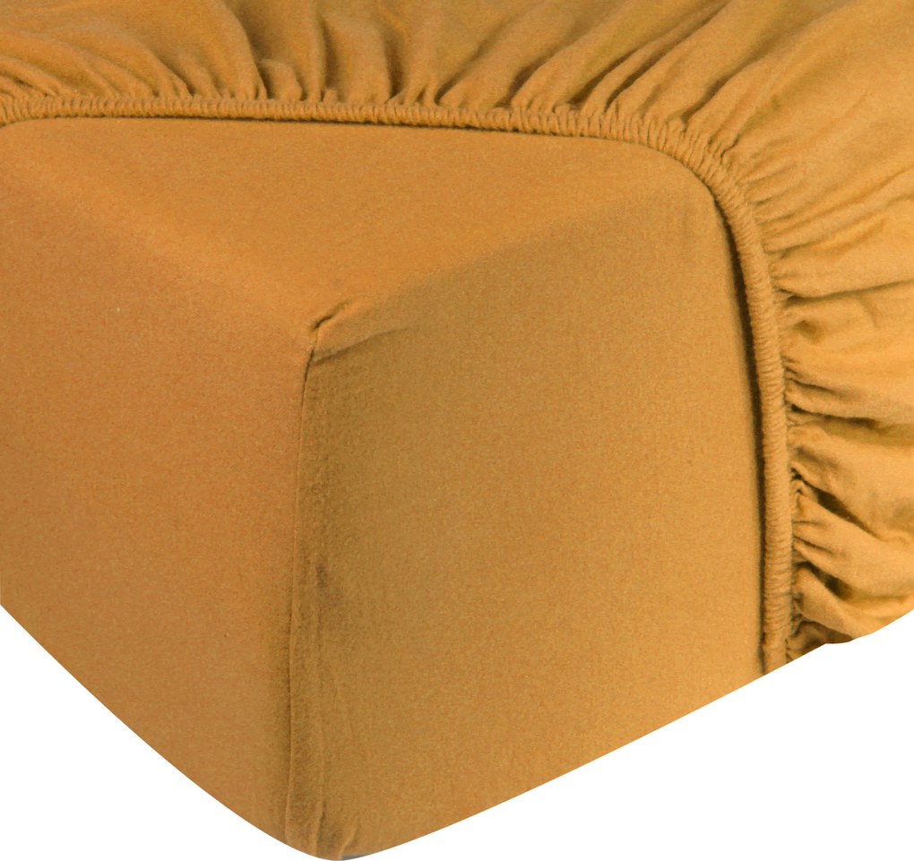 Hoeslaken Jersey – 100% katoen – 180×200 – okergeel