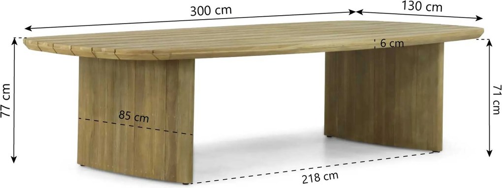Dining Tuintafel  300 x 125 cm Old teak greywash Falcon