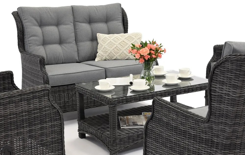 Garden Point exclusieve technorattan meubelset Malaga Coffee 6 antraciet