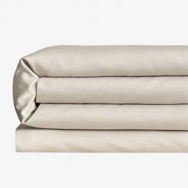 [*] Sampras Dekbedovertrek In 300 Thread Count Satijn Naakt Beige & Bed 135/140cm (220 X 220 Cm) - Sklum