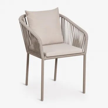 Set Van 4 Eetkamerstoelen Met Armleuningen In Gevlochten Touw Arhiza Classic Moka Bruin - Sklum