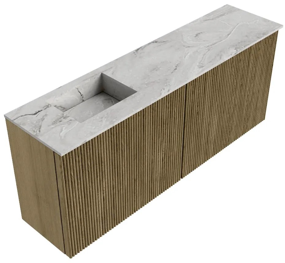 Mondiaz Joya DLux 100cm toiletmeubel dusk met wastafel faye links zonder kraangat glace