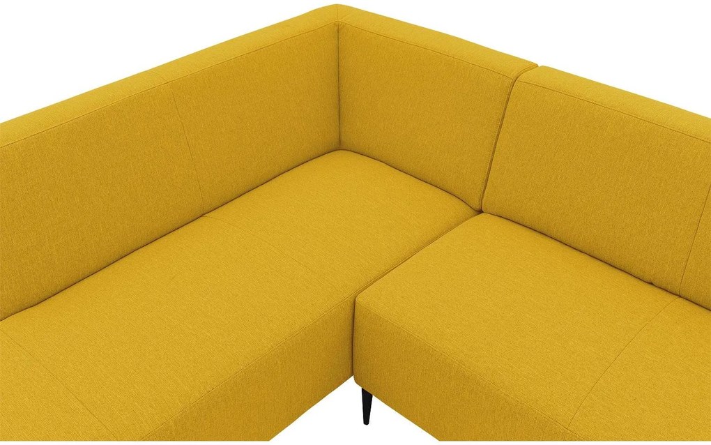 Goossens Key West geel, stof, 2-zits, modern design met ligelement links