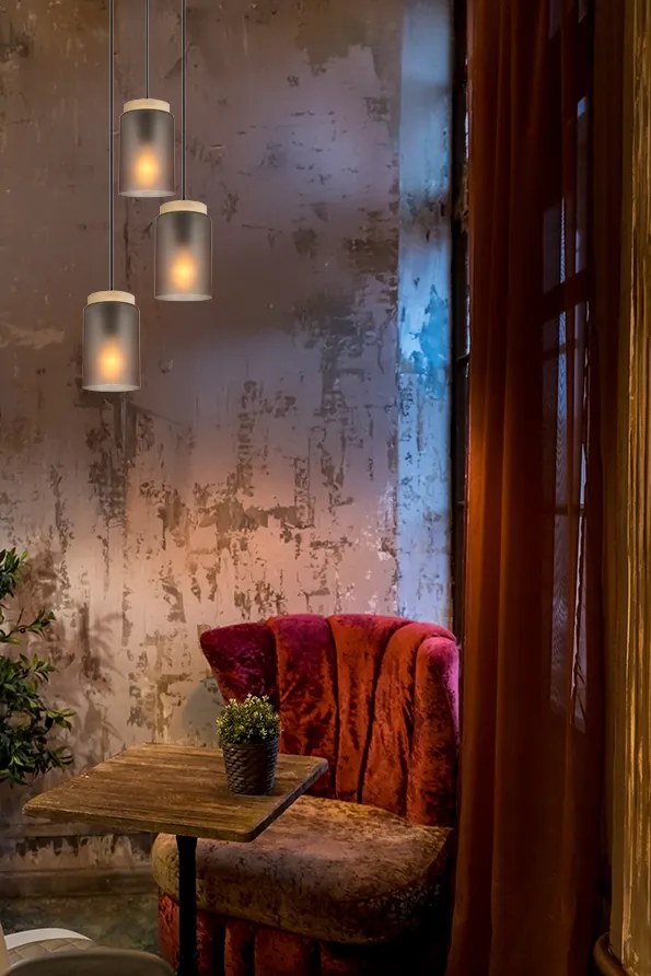Hanglamp APP1811-3CPR Frosted Grey