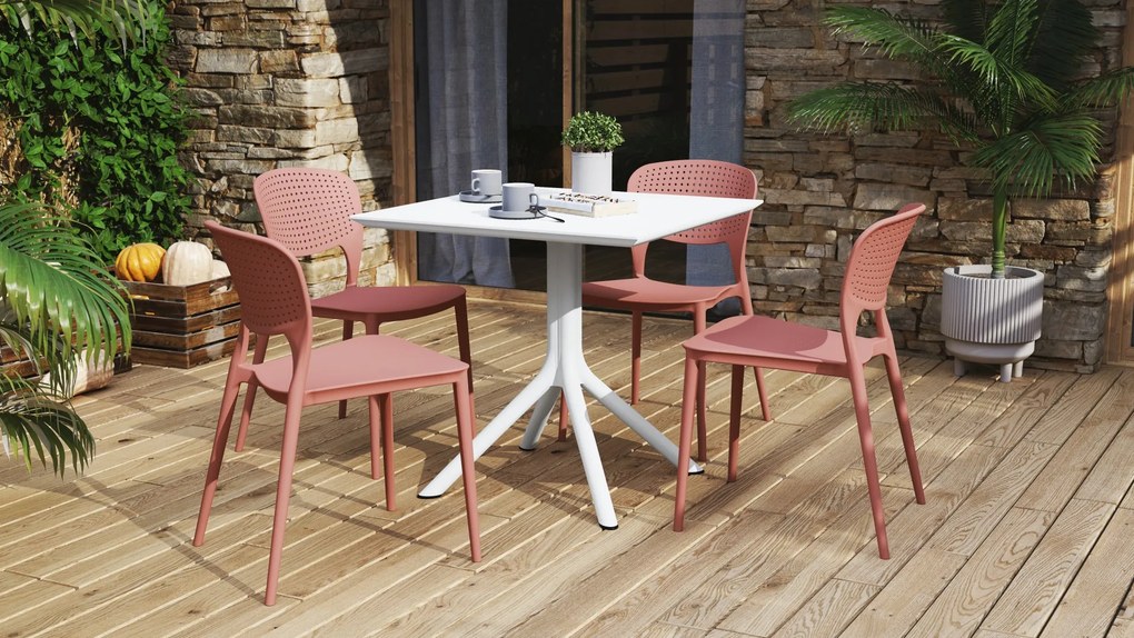 FLAVIO 80x80 Wit - MODERNE VIERKANTEN TUINTAFEL (voor keuken, café, tuin)
