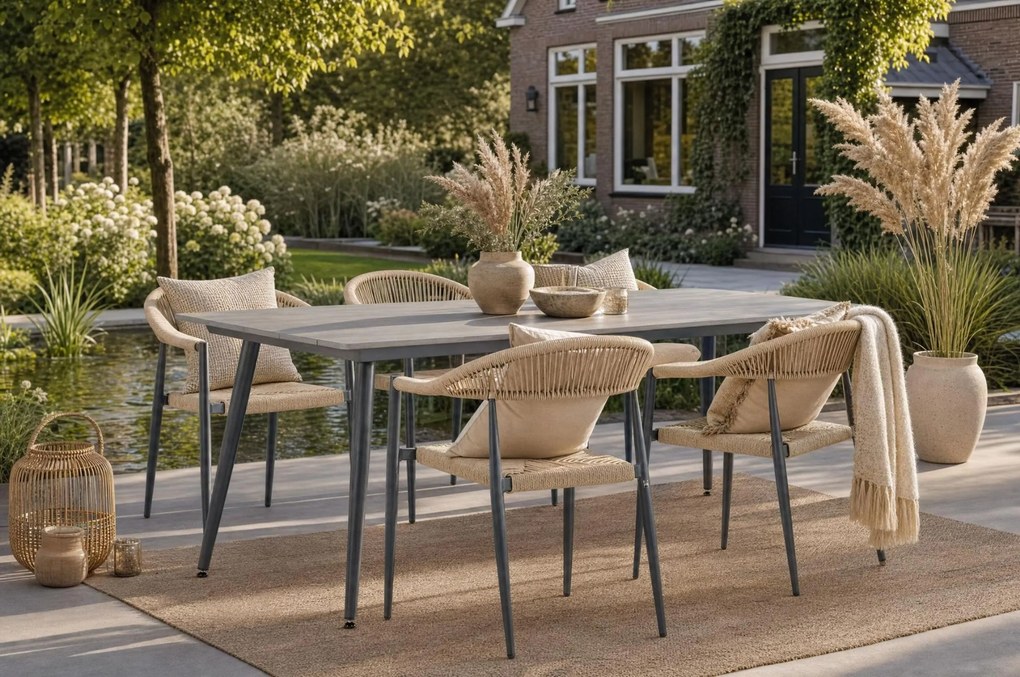 Tuinset 4 personen 180 cm Aluminium/Rope Taupe De Laan Projects