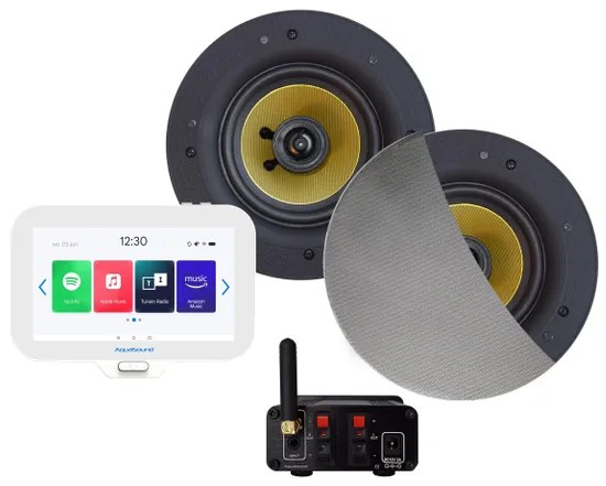 Aquasound N-Joy Connect n-joy connect badkamerradio - controller (ipx7) - wand lader - zumba speakerset bluetooth - wifi-audio versterker / 70 watt / 230v/24v emn70-zc