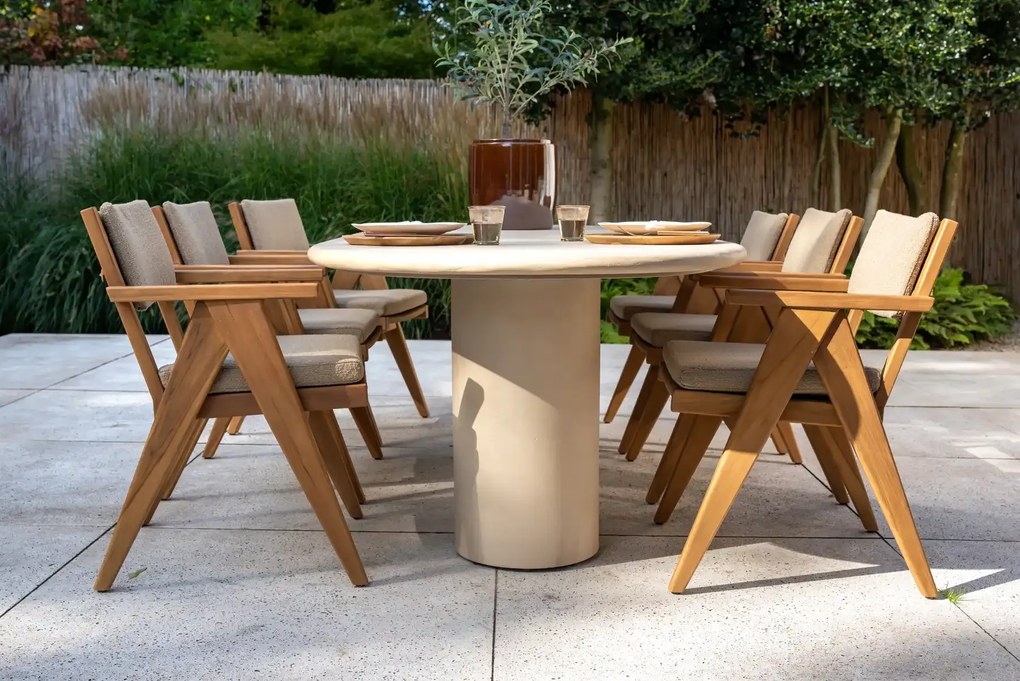 4 Seasons Outdoor Mats tuinset teak met Hampton tuintafel 240 cm Tuinset beige weerbestendig